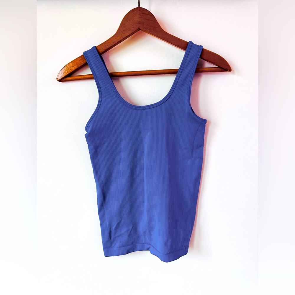 Blue Ribbed Tank Top